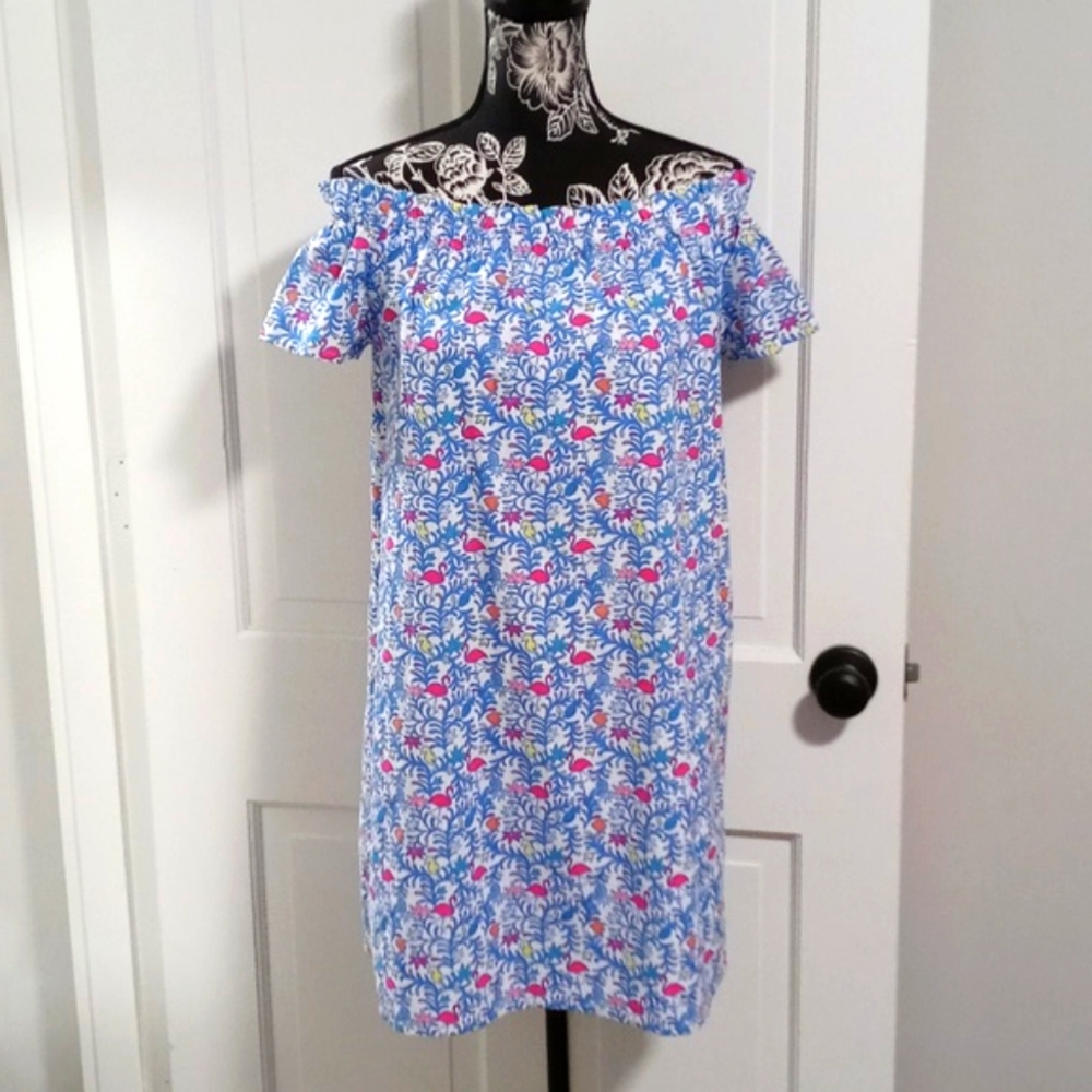 🆕️ 🦩Vineyard Vines🦩 - Floral Flamingos Off-the-Shoulder Dress